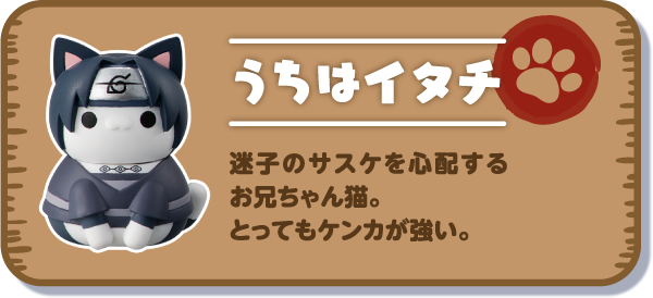 【うちはイタチ】迷子のサスケを心配するお兄ちゃん猫。とってもケンカが強い。