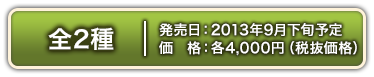 共有兩種款式可供選擇。預計於2013年Sep.下旬發售。每款售價4000日圓（不含稅）。